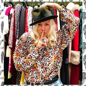 Vintage 1990s Impressions of California jewel and chain link blouse